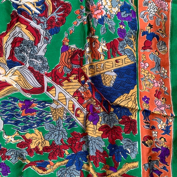 1970s silk scarf with oriental-inspired print main image 0